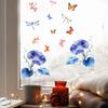 Spring Floral Window Clings Morning Glory Butterfly Dragonfly Static Glass Decals Reusable Sticker for Home Office Glass Doors Windows