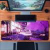 Anime Purple Cherry Blossom Town Large Gaming Mouse Pad Non‑Slip Rubber Mat For Smooth Mouse Control Laptop Gaming Desktop