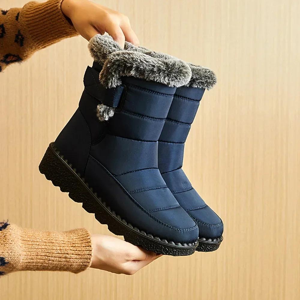 Waterproof Winter Boots for Women  New Faux Fur Long Plush Snow Boots Woman Platform Shoes Warm Couples Ankle Boots