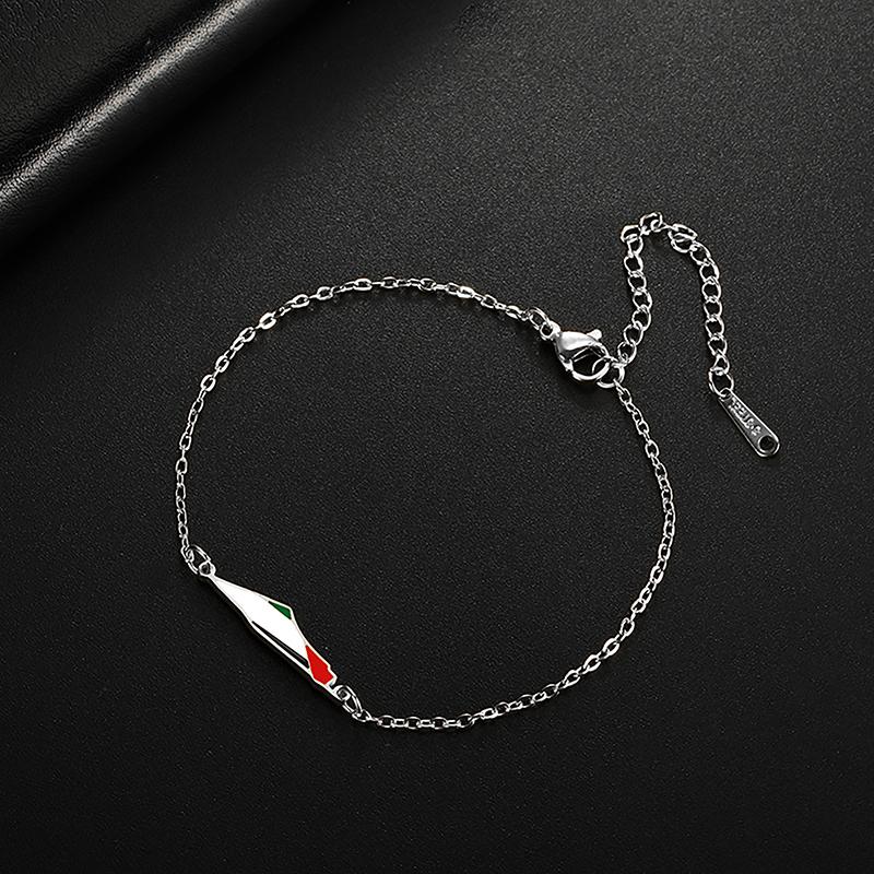 Drip Oil Map Shape Stainless Steel Bracelet Double Chain Colorful Enamel Jewelry