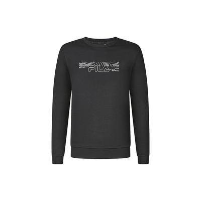 Logo Print Fitness Crew Neck Pullover Retro American Sweatshirt Men Sweatshirt Deep-Black A11M341206F-BK
