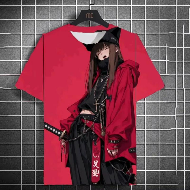 

3D Printed Cool Sword Girl T-Shirt For Men Cartoon Pattern Tees Summer XXS