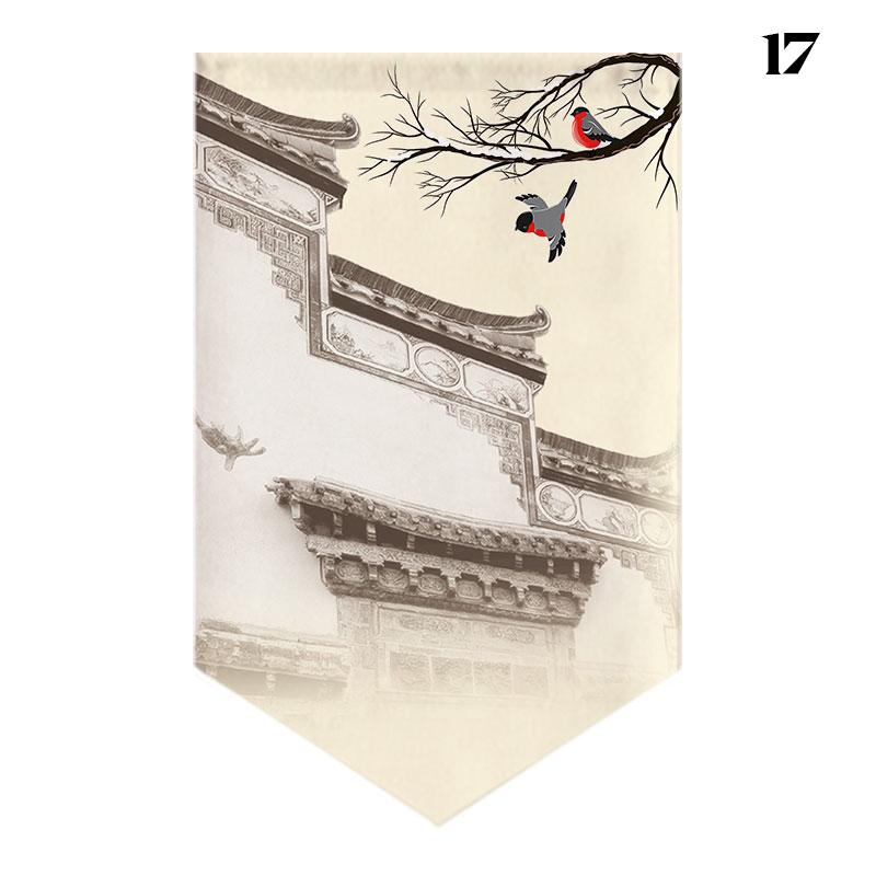 Chinese Landscape Painting Short Curtain Restaurant Cafe Decor Noren Home Window Decor Hanging Half Curtain Kitchen Partition