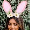 Roleplay Bunnies Girl Headband with Flower Designs Anime Headband Easter Cosplay Headdress Festival Dressingup Accessory