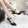 2025 New Design High Heels Woman Pumps Buckle Strap Mules Sandals Sexy Pointed Toe Wedding Banquet Female Shoes