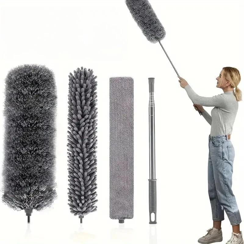 Electrostatic Dust Duster Retractable Long Pole Lint-Free for Ceiling Fan Window Sill Home Household High-Reach Dusting Tool