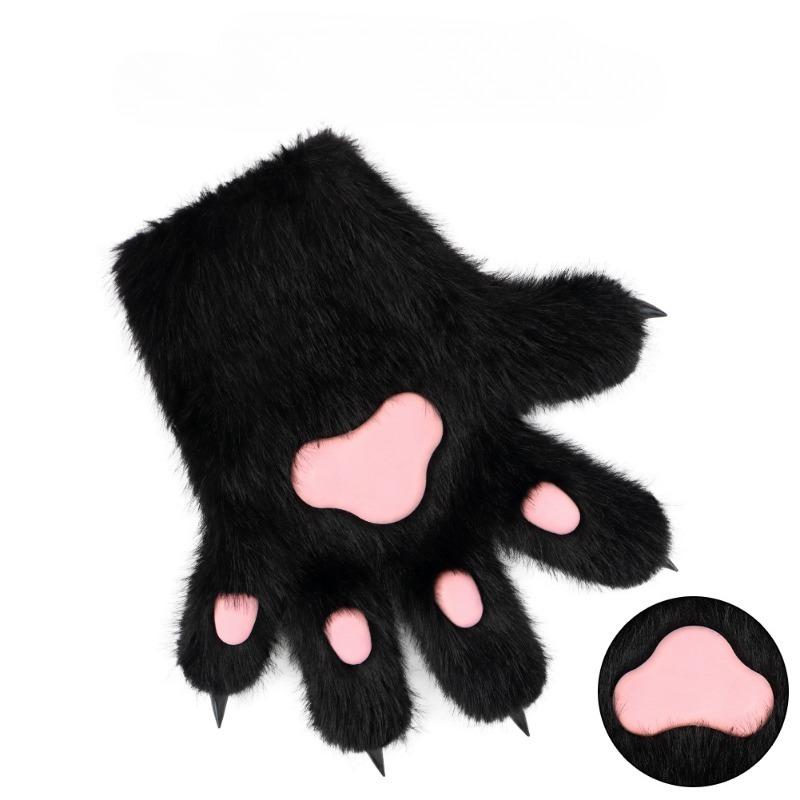 Nové chlupaté zvířecí tlapky Rukavice pro teenagery Dospělé Kočičí tlapky Plyšové rukavice Anime Palčáky pro Halloweenský Lolita Cosplay Kostým Doplněk