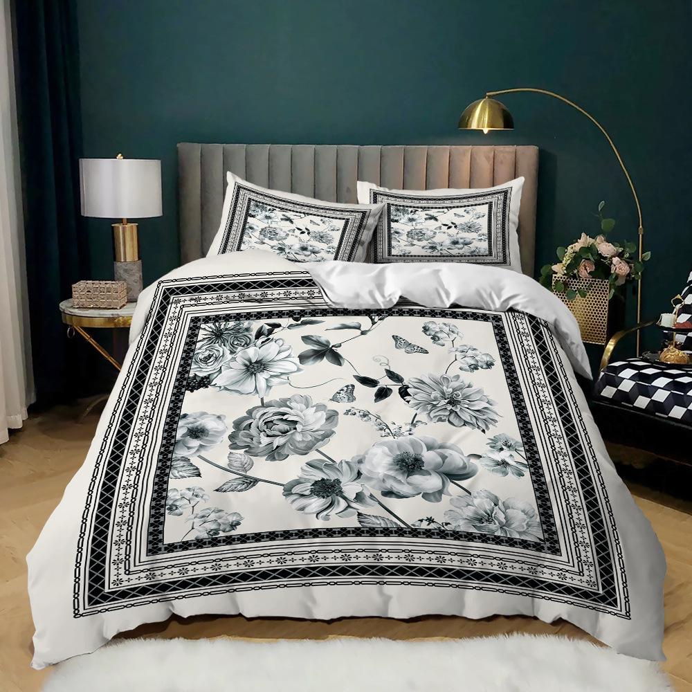 Pastoral Three-Piece Plant Printing Four-Season Kit Quilt Cover
