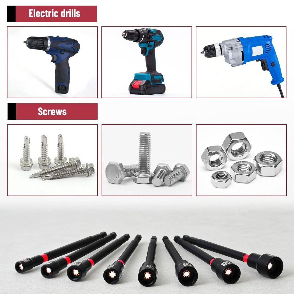 150 mm Length Magnetic Long Nut Driver Hexagon Socket Wrench Impact Drill Use