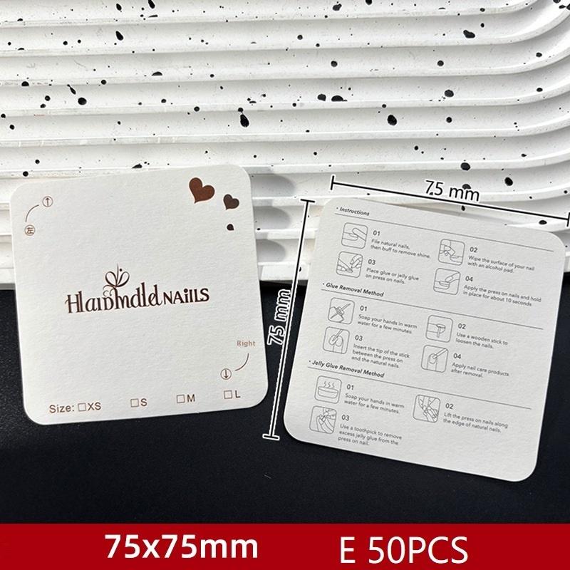 Press On Nail Bottom Cardboard Cards Packaging Bag Square Nail Art Display Photo Props Card False Nail Tips Manicure Tools