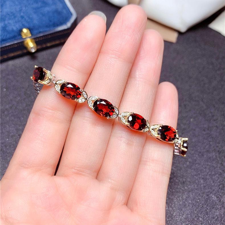 Pulsera de Piedra Preciosa Tono Rubí Chapada en Oro para Mujer: Joyería de Moda Favorita de los Influencers