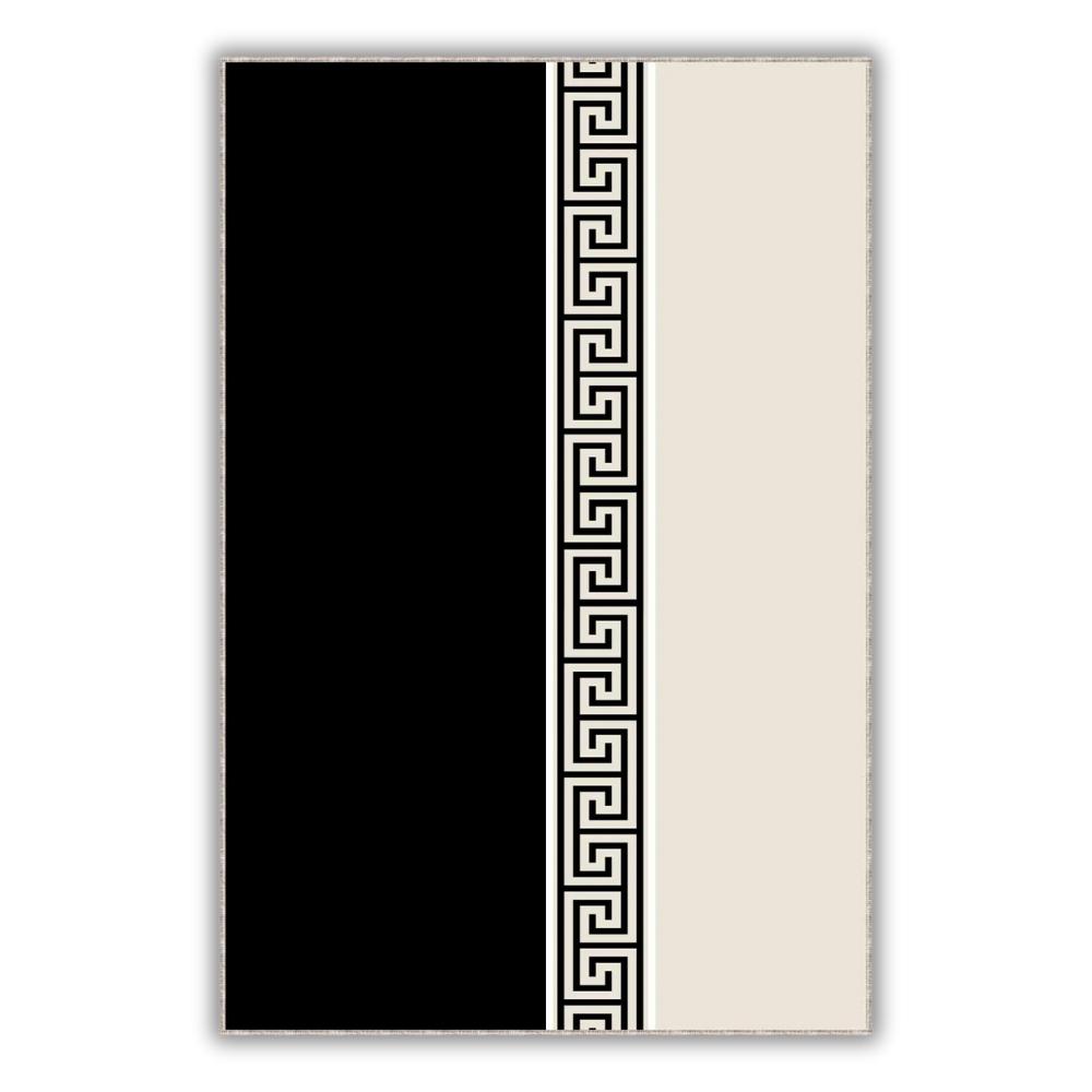 Modern Hallway Rug with Greek Pattern | Chic and Elegant Design, Runner Rug