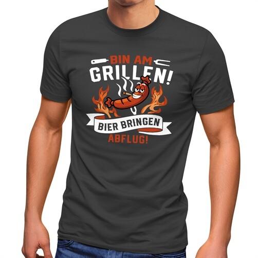 Men's T-Shirt Barbecue with Slogan Bin Am Grillen! Beer Bring Departure!-