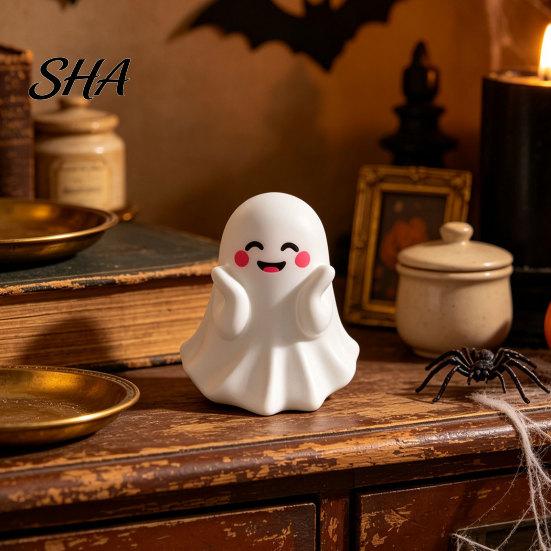 Holiday Party Table Centerpieces Halloween Ghost Pen Holder, Cute Mini Figurine Desk Decor, Funny Desktop Cup Pencil Stand Ornament, Creative