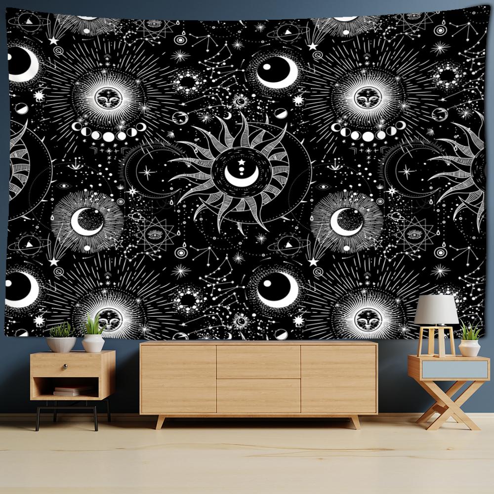 Sonne Tarot Wandteppich Hängen Mandala Schwarz Und Weiß Hexerei Science Fiction Bohemian TAPIZ Zimmer Home Decor