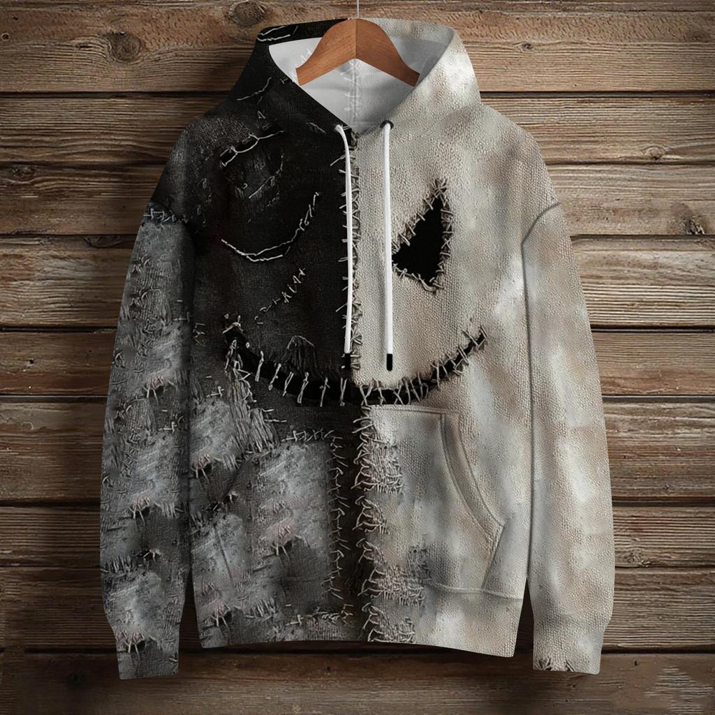 Women's Fashion Long Sleeve Pullover Halloween Print Hooded Pocket Sweatshirt