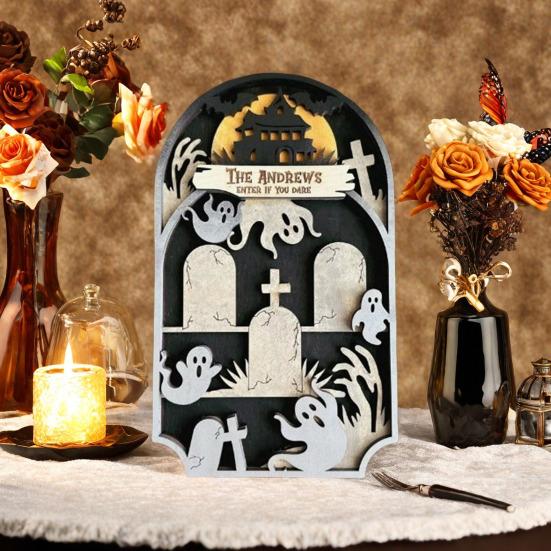 Halloween Cmentarz Nagrobki Rekwizyt Drewniany Nagrobek Figurka Halloweenowa do Sceny Cmentarnej Rękodzieło DIY Dekoracje Zewnętrzne