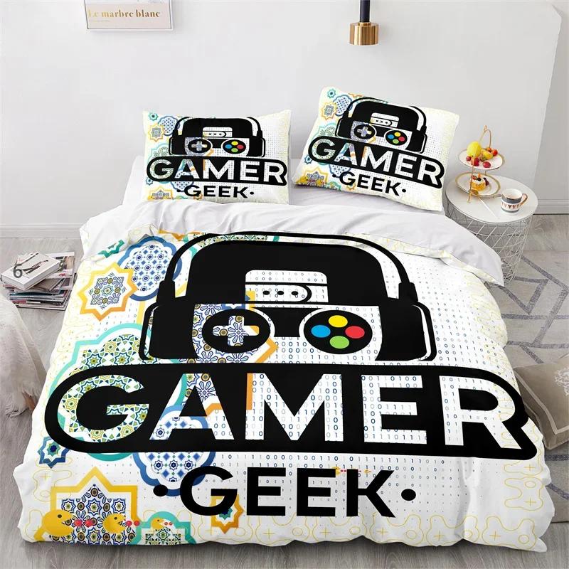 Gaming Bedding Set Twin Full Size Kids Gamepad Duvet Cover For Boys Girl Bedroom Decor Polyester Game Controller Comforter Cover