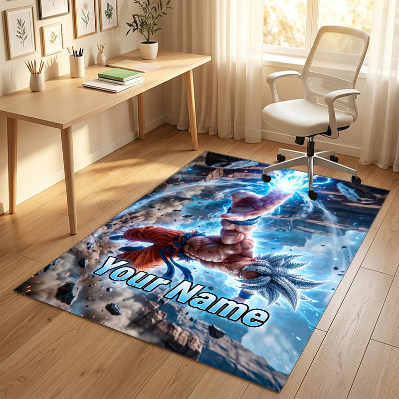 Personalized Crystal Velvet Carpet,Dragon Ball Custom Printed Name, Plush Area Rug For Home Indoor Decor