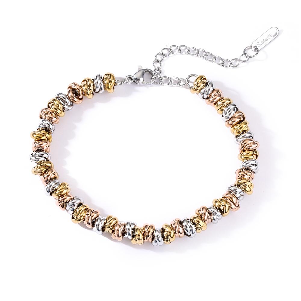

cmoonry High Quality Non-Fading Stainless Steel Jewelry Gold/Silver/Mix Color Beads Bracelets For Women 22cm