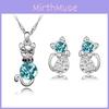 Cat 3pcs Crystal Shaped Necklace Earrings Jewelry Set  Gift Teen Girls For Women