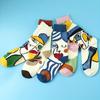 5 Paar modische Crew-Socken für Herren mit künstlerischem Gesichtsmuster, Baumwollmischung für bequeme Unisex-Socken zu jeder Jahreszeit
