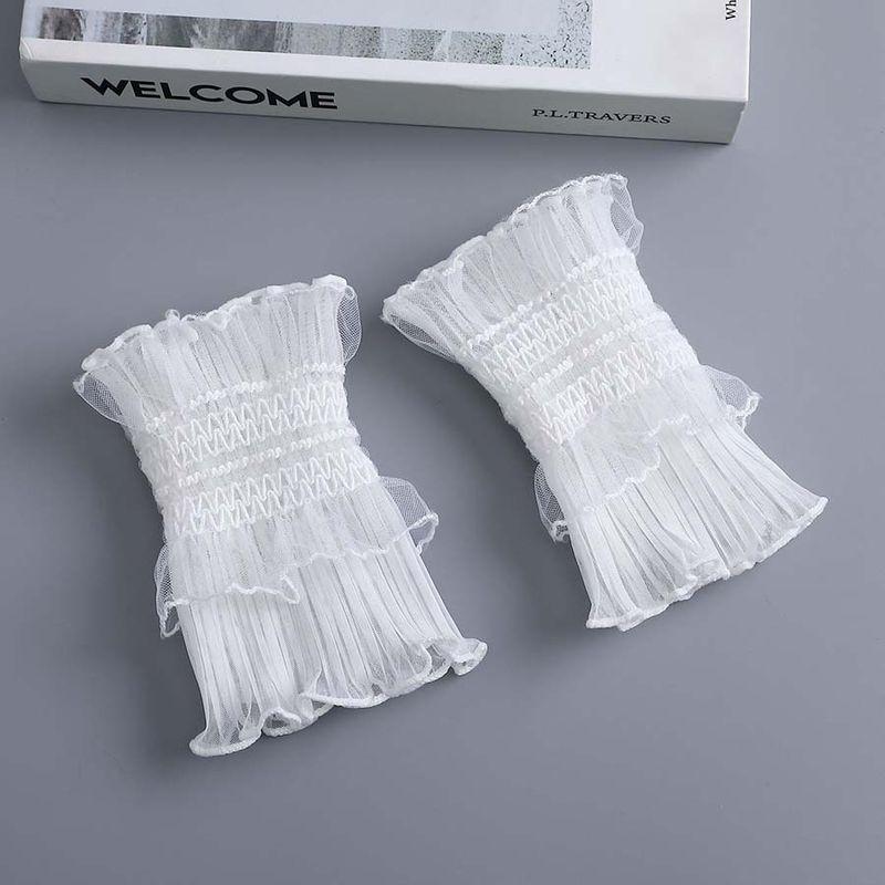 

Mesh Lace Decoration Sleeve Fake Sleeve Women All-Match Base Short Fake Cuff Hoodie Lace Gloves Short Sleeve White fold elastic cuffs One size