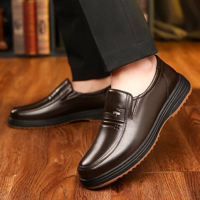 Hy Herrenlederschuhe echtes Leder Business Casual rutschfest abriebfest Rindflechsensohlen Herrenschuhe faul ein Pedal mittleren Alters und ältere
