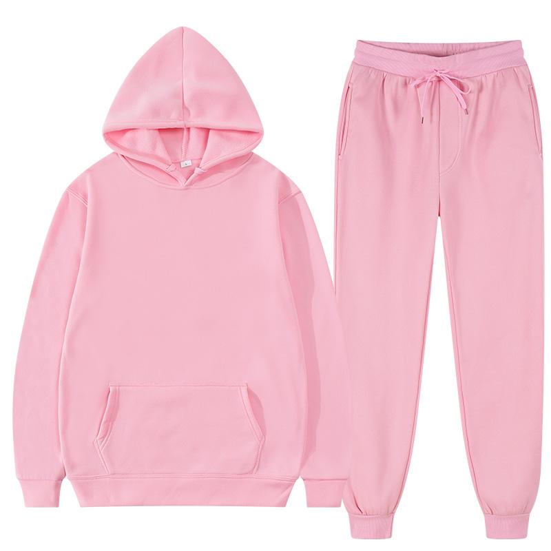 Einfarbig Hoodie Set Tasche Langarm Frauen Hoodie Herbst Casual Jogger Anzug Trainingsanzug Sweatshirt Frau Pullover Chandals Hombre