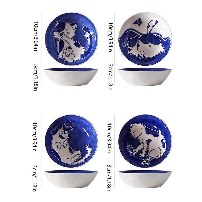 Ins Niedliche Niedliche Katze Geschmacksnapf Keramik Rund Gewürzschale Kinder Cartoon Kreatives Geschirr Essigschale Dip-Schale