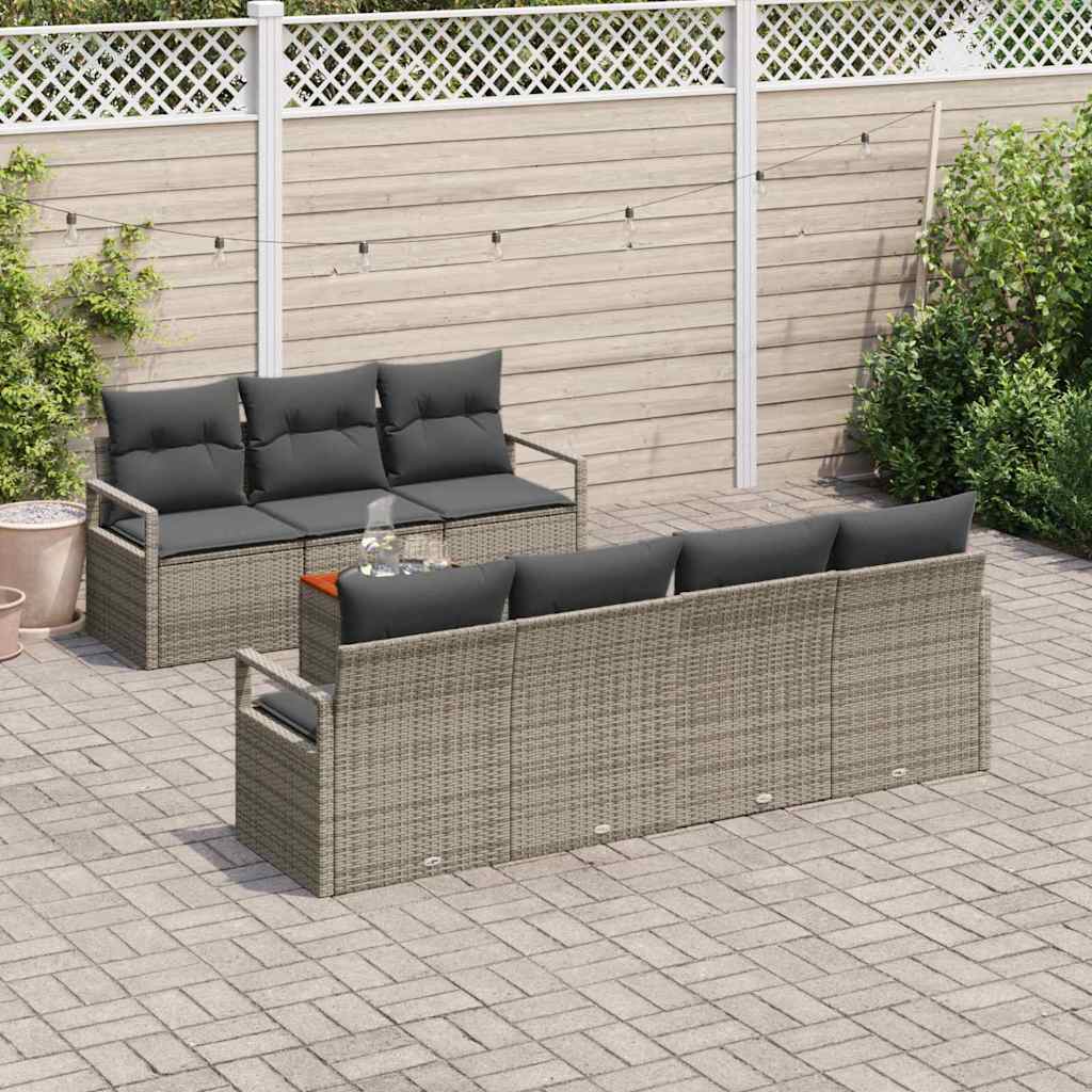 8 Piece Grey Garden Sofa Set with Cushions