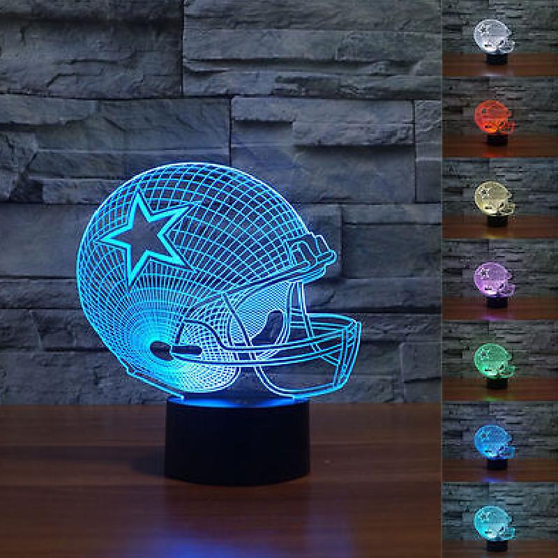 Rugby Cap Pattern 3d Led Night Light With Touch Control For Home Decor Gift