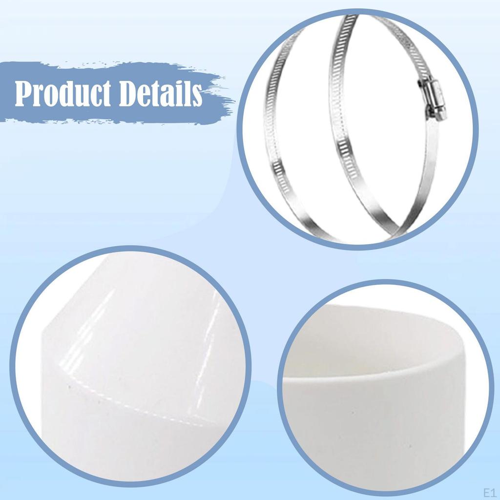 Ducting Reducer Increaser 6" To 4" with 2 Clamps Havc Pipeline Connector Accessory for Hotel System