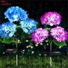 3 Head LED Solar Lamp Hydrangea Landscape Lamp Lawn Light  Vegetable Patch Patio Country