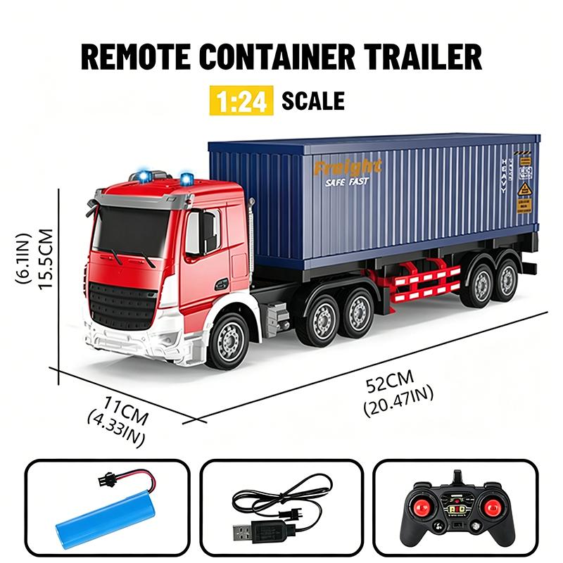 6CH/9CH Remote Control Truck Toy 2.4GHz RC Freight Trailer with LED Lights Hauler Truck Model for Children's Toys Gift