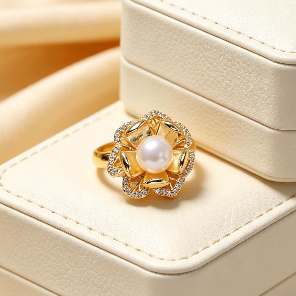 Natural Freshwater Pearl Rings For Women Fashion Female Ring Pearl Jewelry Adjustable Ring