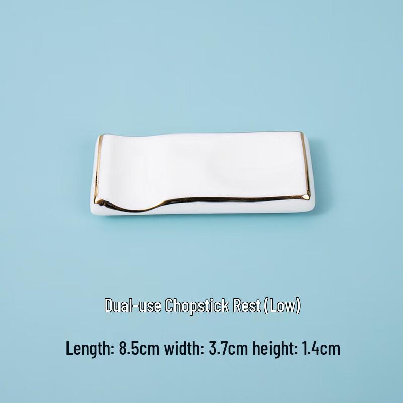 Ceramic Gold Rim Chopstick Rest and Spoon Holder (4-pack)