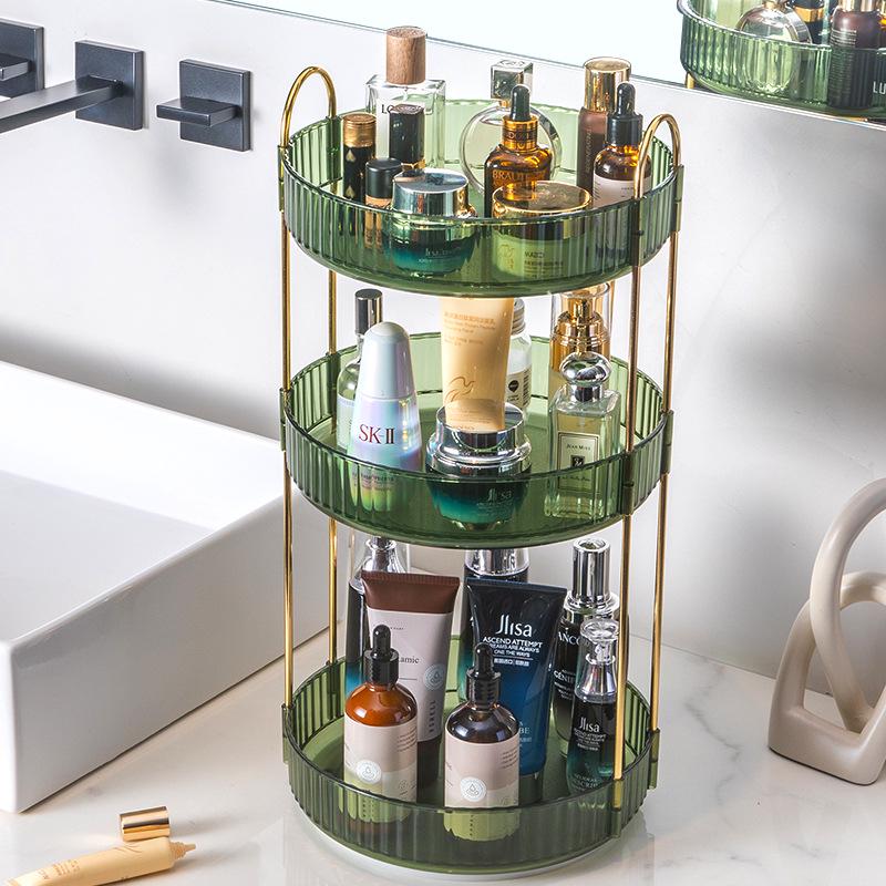 Luxury Rotating Cosmetic Organizer: Bathroom Shelf & Dressing Table Storage for Lipsticks & Skincare Products