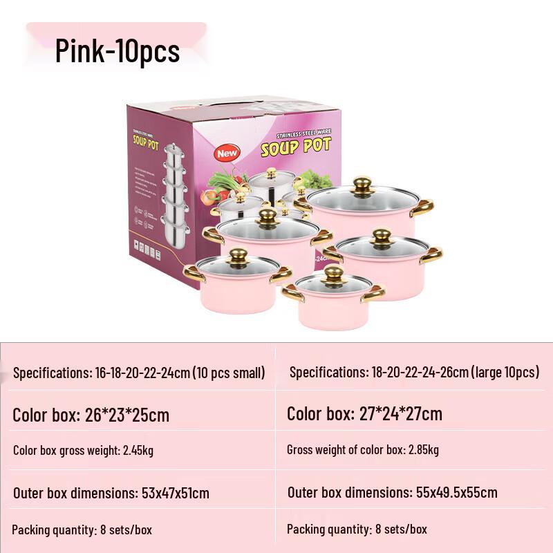 Lan Tuan Pink & Gold Stainless Steel Cookware Set
