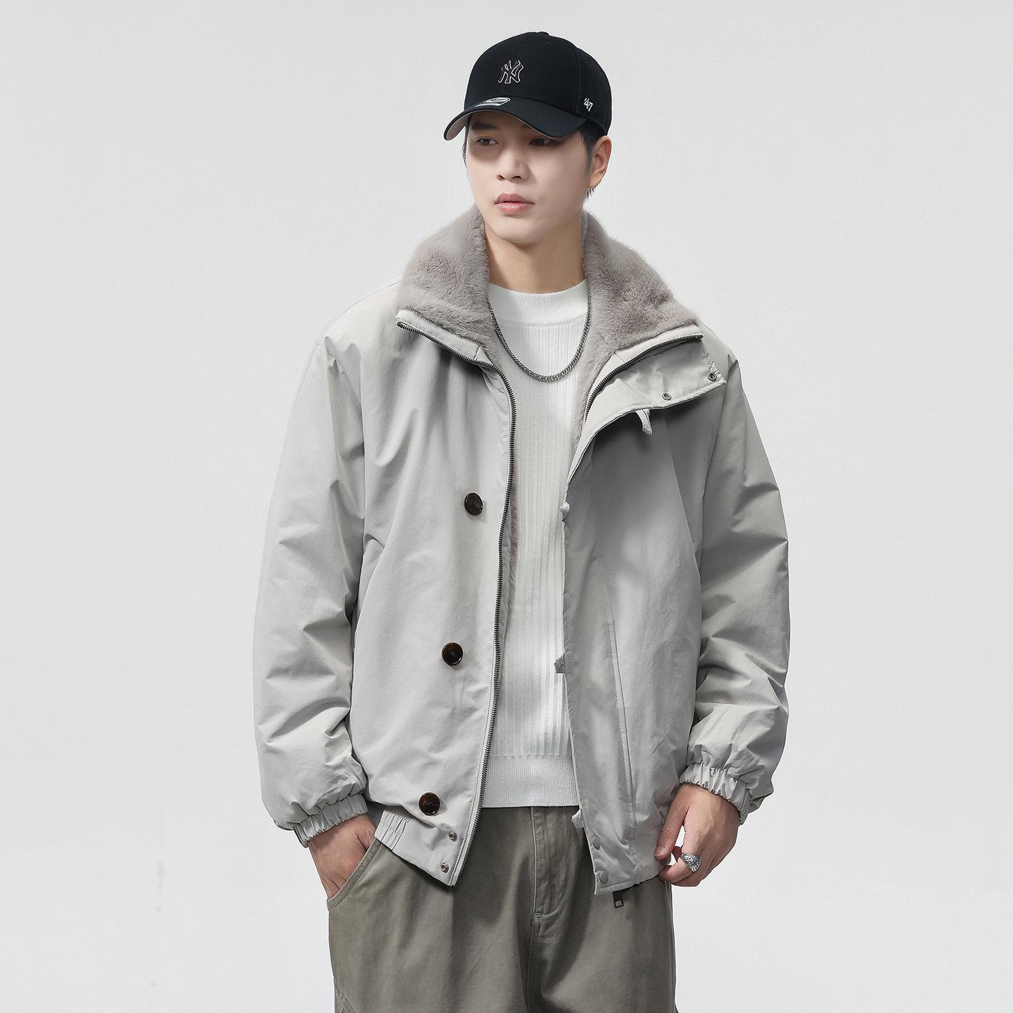 

2025 Autumn/Winter Men s Double-Sided Hooded Cotton Jacket - Casual Fashion Workwear Outerwear 4XL for 170-190 Jin