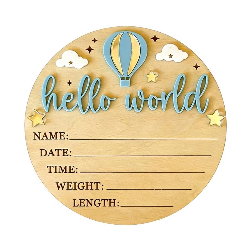 Wooden Baby Birth Announcement Plaque With Customizable Name And Date For Nursery Decoration