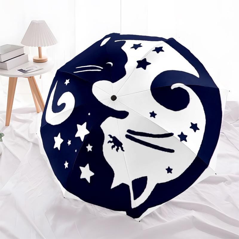 1pc Cat Yin Yang Automatic Open/Close Umbrella, Umbrella with cartoon Design, Portable Compact Umbrella for Men & Women, Good Holiday Gift y