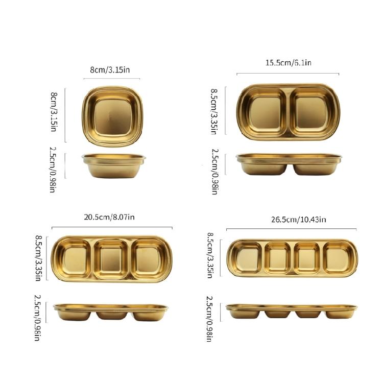 Seasoning Dish Dipping Bowl Stainless Steels Seasoning Dish Condiment Tray Square Barbecue Snacks Plate Kitchen Tableware