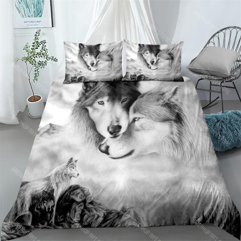 Digital Wolf Duvet_Doona Cover Set Single Twin Double Queen King Cal King Size Bed Linen Set