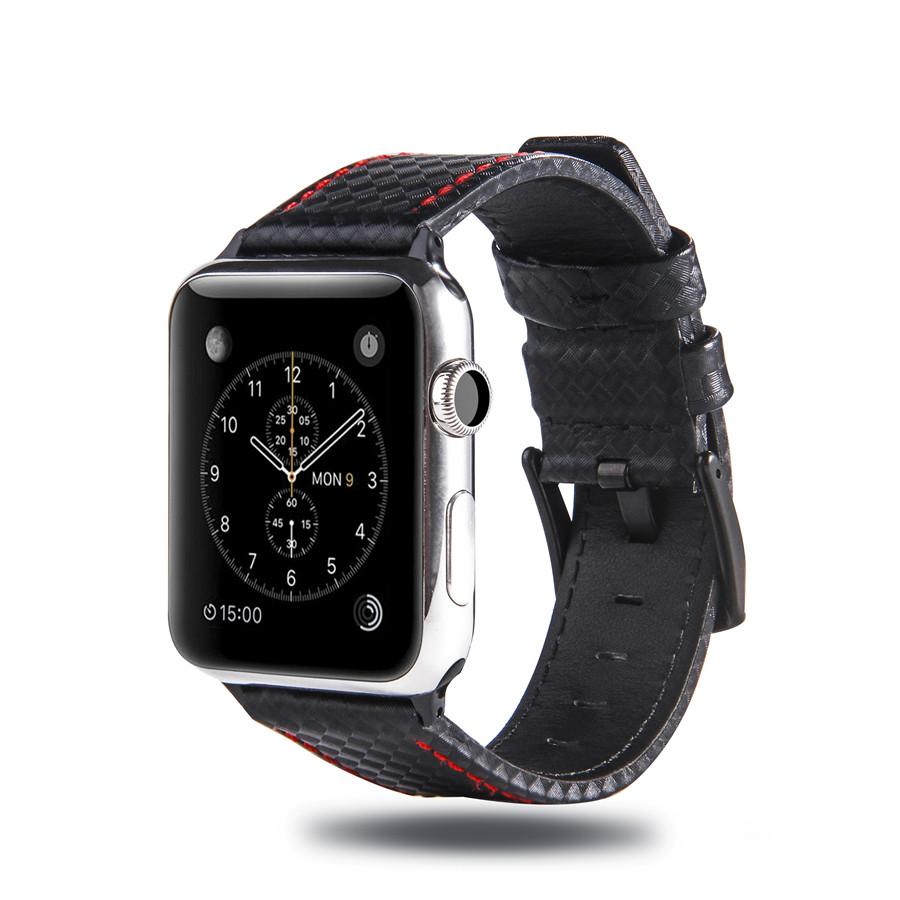 Fashion  Leather Carbon Fiber Strap for Apple Watch 9 8 7 Ultra Buckle Watch Bands for IWatch6 5 4 3SE 40 44 41 45mm 49mm Buckle Band Accessories