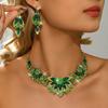 Diamond Inlaid High-end Alloy Multi-color Necklace Earrings Suitable for Women's Vacation Travel Eye-catching Accessories