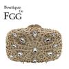 Boutique De FGG Elegant Women Gold Crystal Clutch Evening Purses and Handbags Bridal Wedding Party Minaudiere Rhinestone Bags