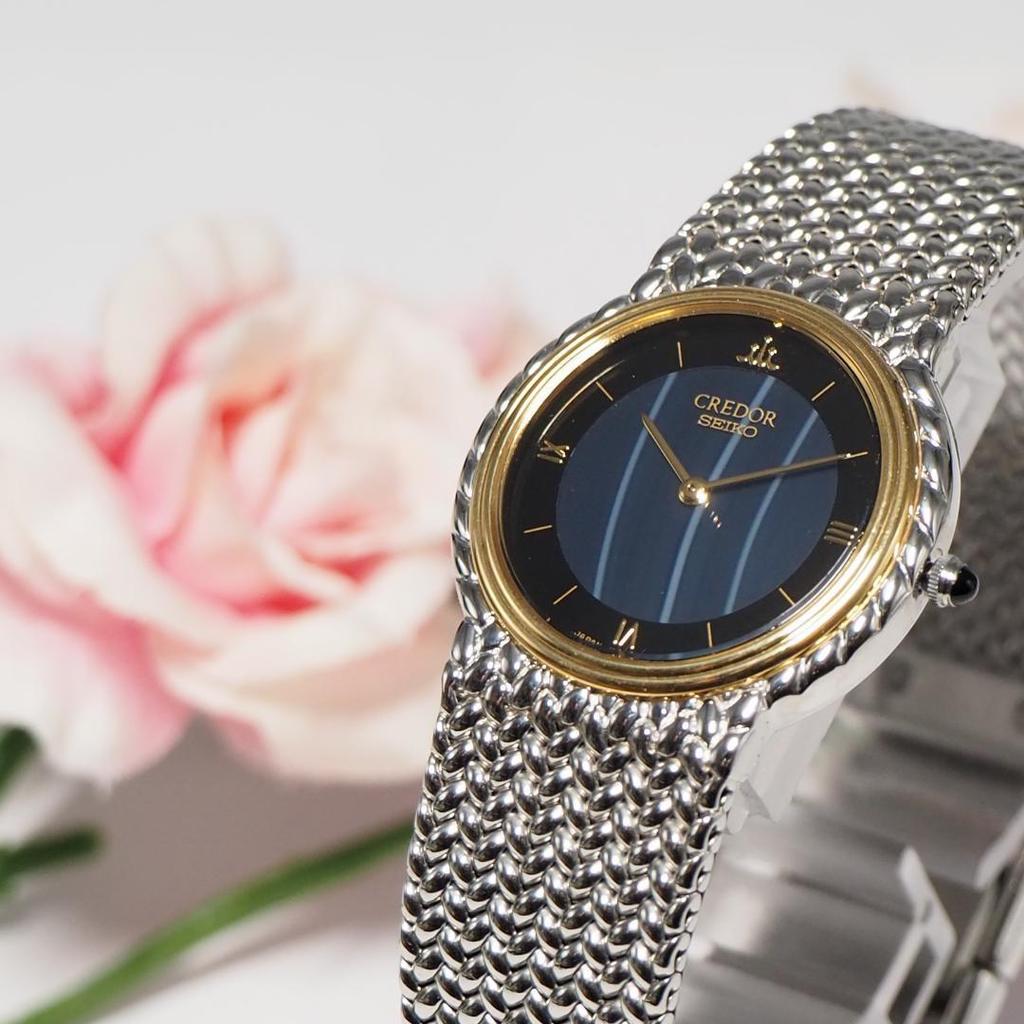[USED] Credor SEIKO K18 Bezel Natural Stone Dial Watch C517