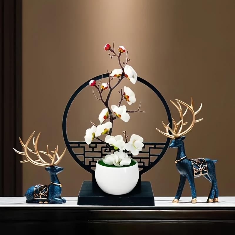 1 Set künstlicher Pflaumenblüten-Bonsai im chinesischen Stil mit Schirmbasis - Vielseitige Tischdekoration für verschiedene Räume, Ideal für