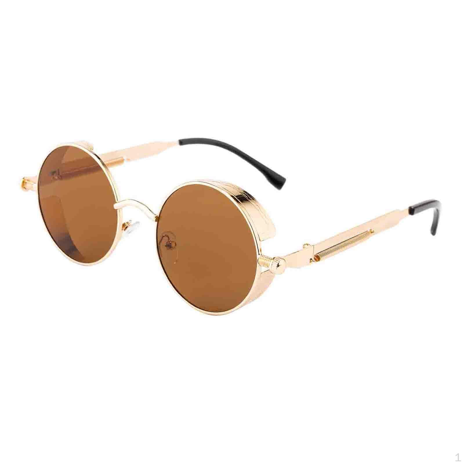 

Классические металлические солнцезащитные очки в стиле стимпанк в стиле ретро, ​​круглые модные очки Gold Tea